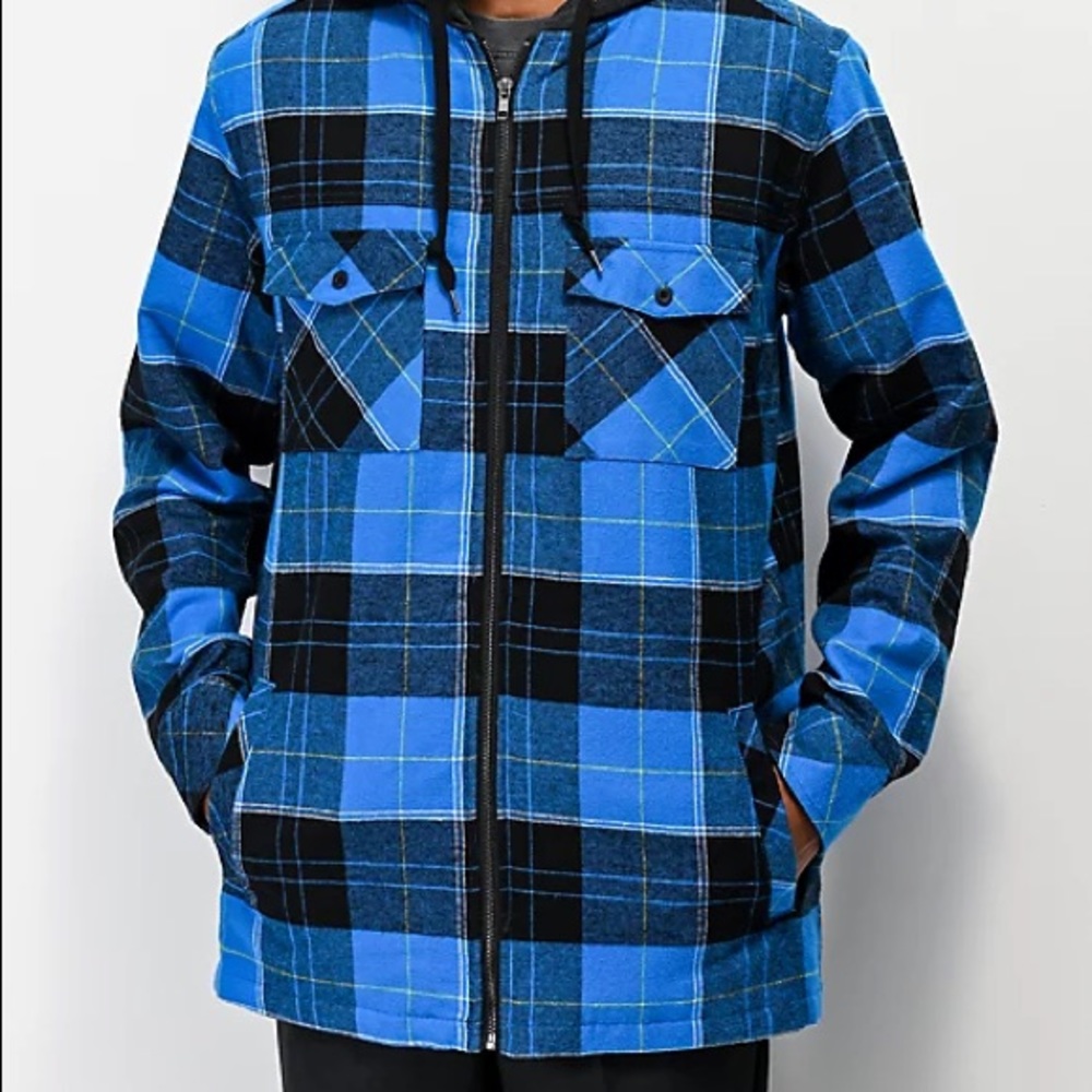 Empyre blue hooded flannel jacket size large